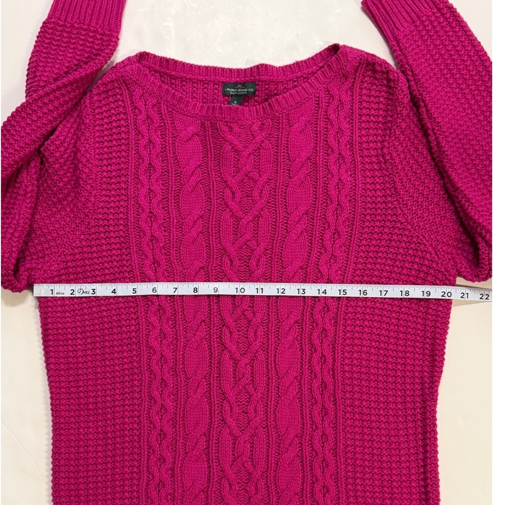 Lauren Ralph Lauren Pink Cable Knit Sweater XL NWT 209531457003 Cotton Blend - Picture 2 of 8